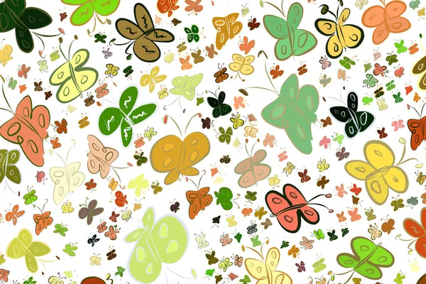 Kelebek illüstrasyonlar arka plan soyut, elle çizilmiş. Karikatür tarzı vektör grafiği.