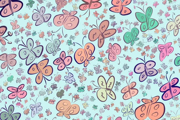 El kelebek illüstrasyonlar arka plan, iyi grafik tasarım, duvar kağıtları veya kitapçıklar için çekilmiş. Karikatür tarzı vektör grafiği.