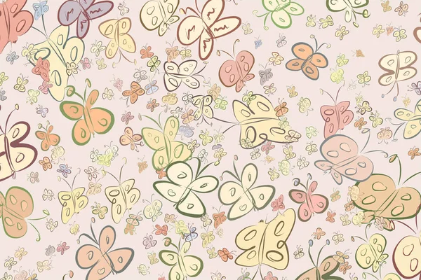 El kelebek illüstrasyonlar arka plan, iyi grafik tasarım, duvar kağıtları veya kitapçıklar için çekilmiş. Karikatür tarzı vektör grafiği.