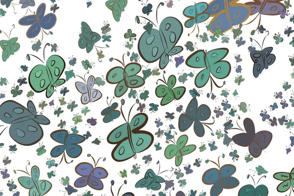 Kelebek çizimleri. Web sayfası, duvar kağıdı, grafik tasarım, katalog, doku veya arka plan için iyi. Karikatür tarzı vektör grafiği.