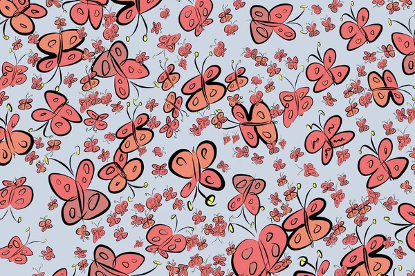 El kelebek illüstrasyonlar arka plan, iyi grafik tasarım, duvar kağıtları veya kitapçıklar için çekilmiş. Karikatür tarzı vektör grafiği.