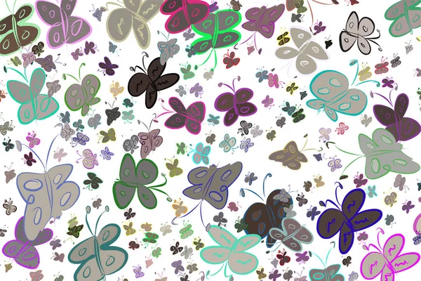 Soyut kelebek illüstrasyonlar arka plan. Karikatür tarzı vektör grafiği.