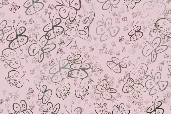 Kelebek illüstrasyonlar arka plan soyut, elle çizilmiş. Karikatür tarzı vektör grafiği.