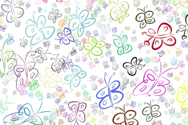 Kelebek illüstrasyonlar arka plan soyut, elle çizilmiş. Karikatür tarzı vektör grafiği.