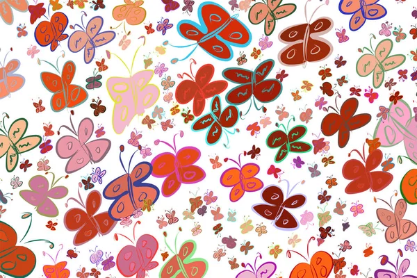 Kelebek illüstrasyonlar arka plan soyut, elle çizilmiş. Karikatür tarzı vektör grafiği.