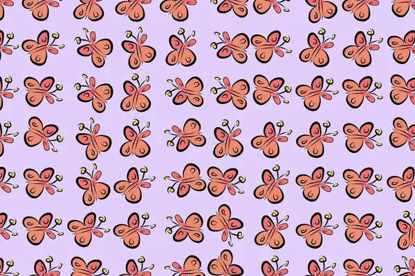 Kelebek illüstrasyonlar arka plan soyut, elle çizilmiş. Karikatür tarzı vektör grafiği.