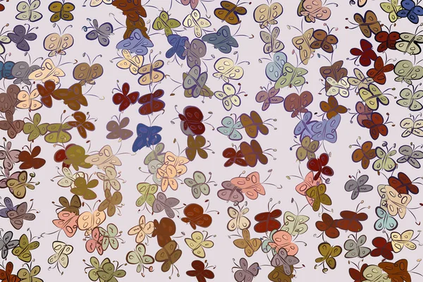 Kelebek illüstrasyonlar arka plan soyut, elle çizilmiş. Karikatür tarzı vektör grafiği.