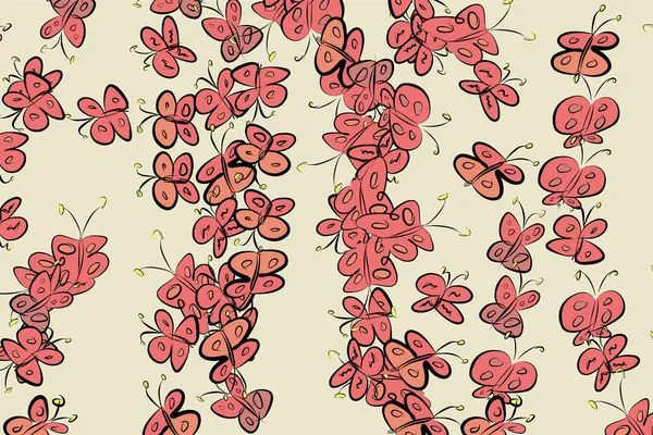 Kelebek çizimleri. Web sayfası, duvar kağıdı, grafik tasarım, katalog, doku veya arka plan için iyi. Karikatür tarzı vektör grafiği.