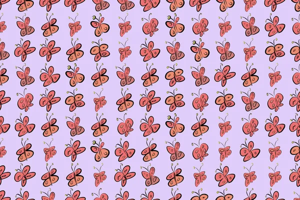 Kelebek çizimleri. Web sayfası, duvar kağıdı, grafik tasarım, katalog, doku veya arka plan için iyi. Karikatür tarzı vektör grafiği.