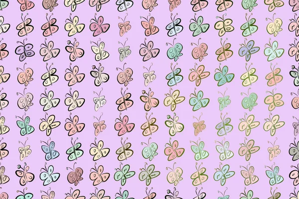 Soyut kelebek illüstrasyonlar arka plan. Karikatür tarzı vektör grafiği.