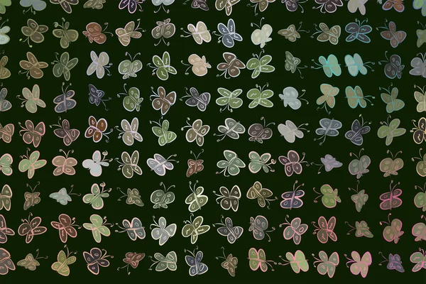 Dekoratif el Kelebek Sanat resimler çekilmiş. Tasarım doku ve arka plan için iyi. Karikatür tarzı vektör grafiği.