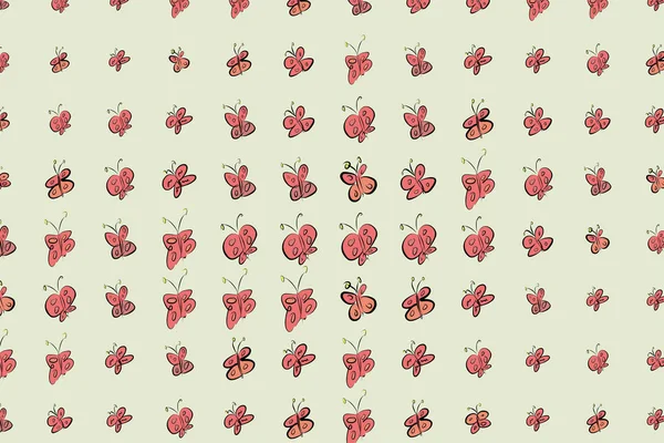 Kelebek çizimleri. Web sayfası, duvar kağıdı, grafik tasarım, katalog, doku veya arka plan için iyi. Karikatür tarzı vektör grafiği.