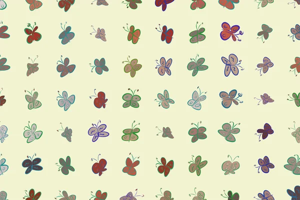 Kelebek illüstrasyonlar arka plan soyut, elle çizilmiş. Karikatür tarzı vektör grafiği.