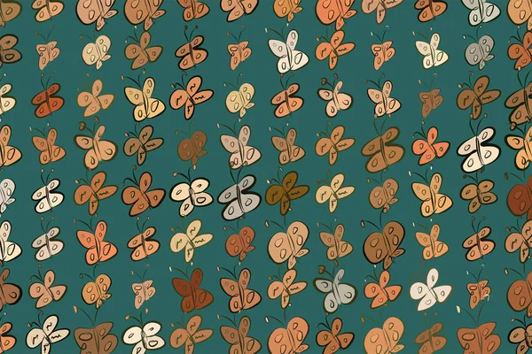 Dekoratif el Kelebek Sanat resimler çekilmiş. Tasarım doku ve arka plan için iyi. Karikatür tarzı vektör grafiği.