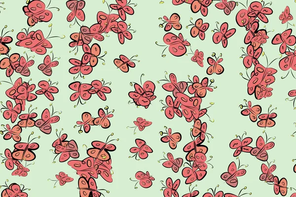 Kelebek illüstrasyonlar arka plan soyut, elle çizilmiş. Karikatür tarzı vektör grafiği.