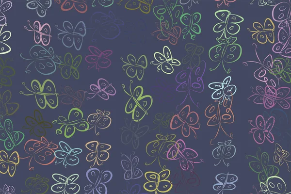 El kelebek illüstrasyonlar arka plan, iyi grafik tasarım, duvar kağıtları veya kitapçıklar için çekilmiş. Karikatür tarzı vektör grafiği.