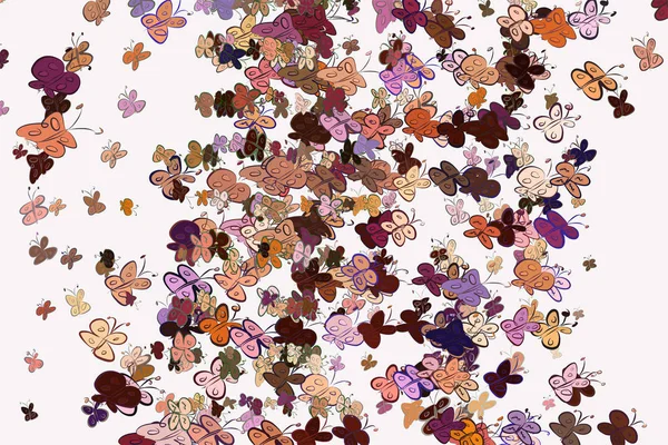 Kelebek çizimleri. Web sayfası, duvar kağıdı, grafik tasarım, katalog, doku veya arka plan için iyi. Karikatür tarzı vektör grafiği.