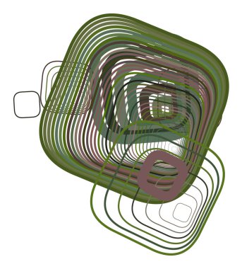 Soyut yuvarlatılmış dikdörtgen geometrik desen, renkli ve sanatsal grafik tasarım, katalog, tekstil veya doku baskı ve arka plan için. Vektör çizim grafiği.