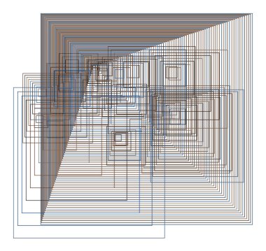Soyut kare, dikdörtgen geometrik desen, renkli ve sanatsal grafik tasarım, katalog, tekstil veya doku baskı ve arka plan için. Vektör çizim grafiği.