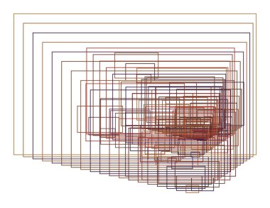 Soyut kare, dikdörtgen geometrik desen generatif sanat arka planını renklendirin. Vektör çizim grafiği.
