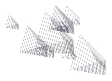 Soyut üçgen geometrik desen, renkli ve sanatsal grafik tasarım, katalog, tekstil veya doku baskı ve arka plan için. Vektör çizim grafiği.