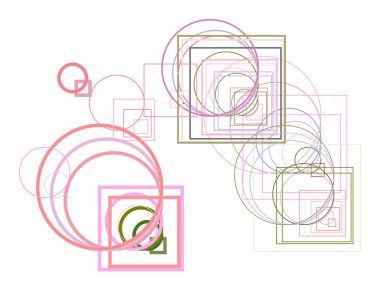 Geometrik kavramsal arka plan elips ve kare kutu desen tasarımı için. Vektör çizim grafiği.