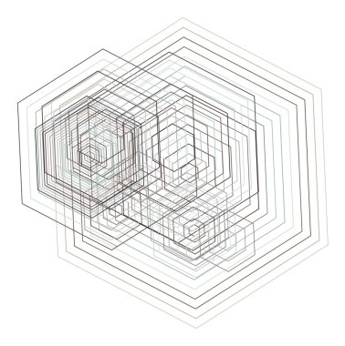 Renk soyut altıgen geometrik desen generatif sanat arka plan. Vektör çizim grafiği.