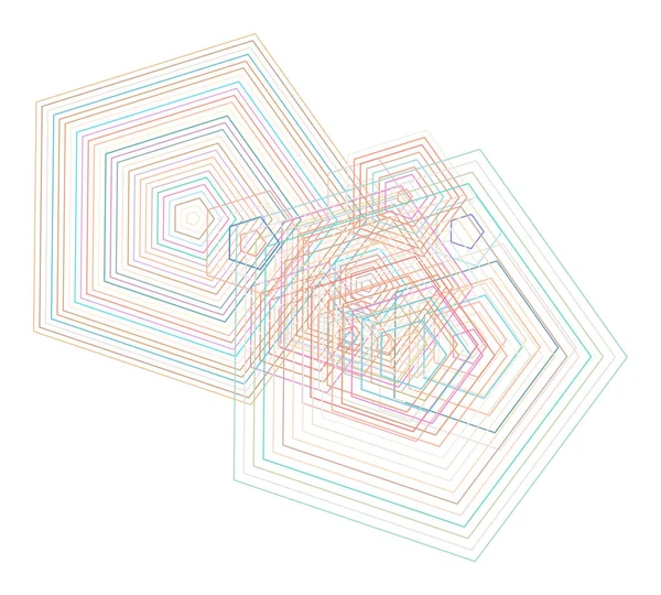 Barevné Abstraktní Pentagonu Geometrický Vzor Generativní Umění Pozadí Vektorové Ilustrace — Stockový vektor