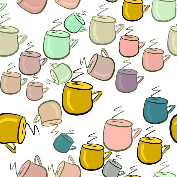 Nahtlose Abstrakte Kaffeetasse Illustrationen Hintergrund Vektorgrafik Cartoon Stil — Stockvektor