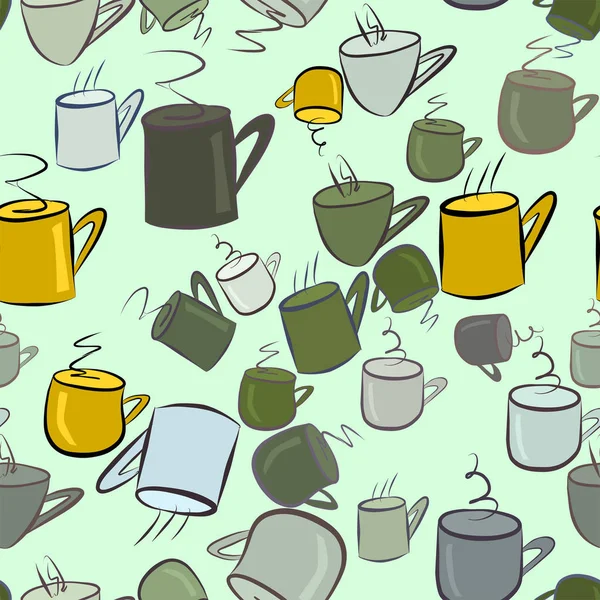 Nahtlose Abstrakte Kaffeetasse Illustrationen Hintergrund Vektorgrafik Cartoon Stil — Stockvektor