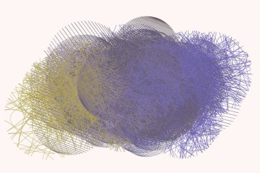 Soyut dağınık rasgele hattı daireler geometrik desen, renkli ve sanatsal grafik tasarım, katalog, tekstil veya doku baskı ve arka plan için. Vektör çizim grafiği.