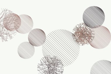 Dağınık rasgele hattı şekli ile soyut geometrik arka plan deseni daireler. Vektör çizim grafiği.