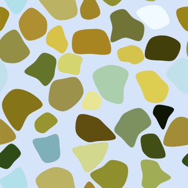 Sorunsuz soyut yuvarlak şekiller geometrik desen, renkli ve sanatsal grafik tasarım, katalog, tekstil veya doku baskı ve arka plan için. Vektör çizim grafiği.