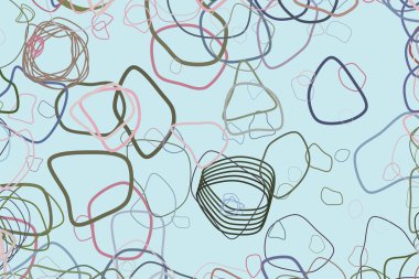 Soyut rasgele yuvarlak şekiller geometrik desen, renkli ve sanatsal grafik tasarım, katalog, tekstil veya doku baskı ve arka plan için. Vektör çizim grafiği.