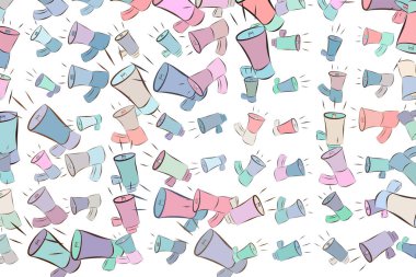 Hoparlör illüstrasyonlar. Web sayfası, duvar kağıdı, grafik tasarım, katalog, doku veya arka plan için iyi. Karikatür tarzı vektör grafiği.