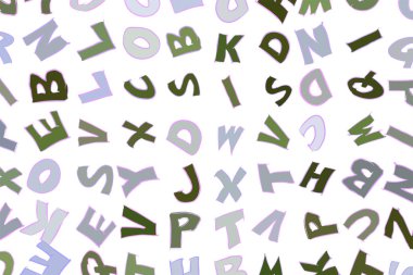 Alfabe harfleri arka renkli, grafik tasarım için iyi. Karikatür tarzı vektör.