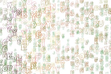 Web sayfası, grafik tasarım, katalog veya doku arka plan. renkli alfabe harfleri. Karikatür tarzı vektör.