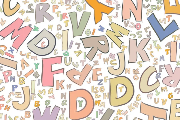 Alphabete Buchstaben Illustrationen Hintergrund Abstrakte Bunte Textur Vektor Cartoonstil — Stockvektor