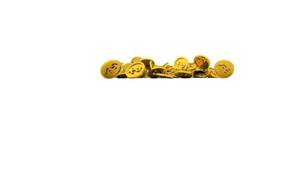 Bunch Pile Illustrative Gold Coin Background Isolated White Good Business — Stock Photo, Image