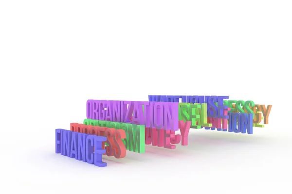 Organizacji Finanse Biznes Pojęciowy Kolorowy Słowa Tło Grafika Komputerowa Typografia — Zdjęcie stockowe