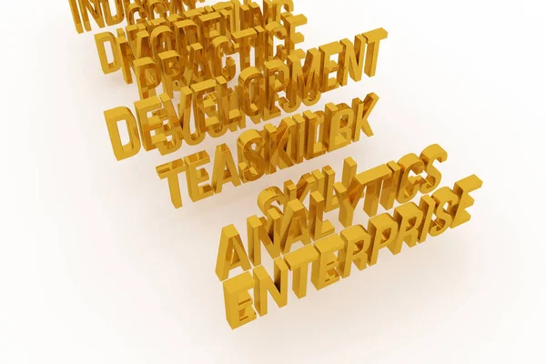 Enterprise Analytics Business Conceptual Golden Words Decorative Illustrations Cgi Typography — Stock Photo, Image