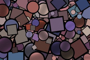 Kare, daire veya elips çizgili çizimler. Web sayfası, duvar kağıdı, grafik tasarım, katalog, doku veya arka plan için iyi. Vektör resim.