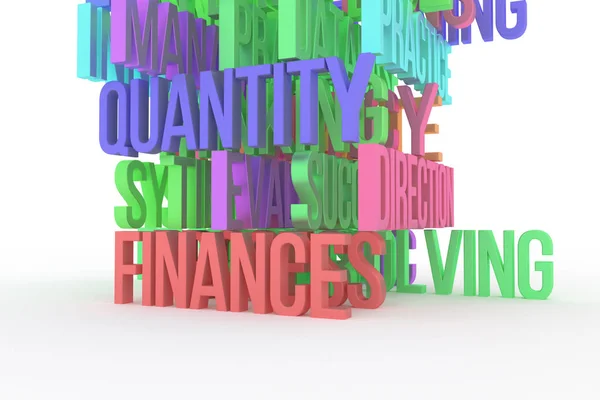 Qualità Finanza Efficienza Business Concettuale Colorato Parole Rese Tipografia Cgi — Foto Stock