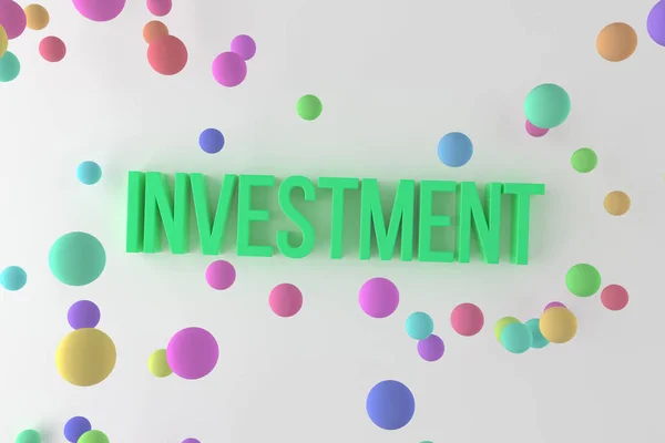 Investimento Negócio Conceitual Colorido Renderizado Palavras Tipografia Cgi Abstrata Bom — Fotografia de Stock