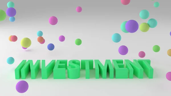 Investimento Negócio Conceitual Colorido Renderizado Palavras Tipografia Cgi Bom Para — Fotografia de Stock
