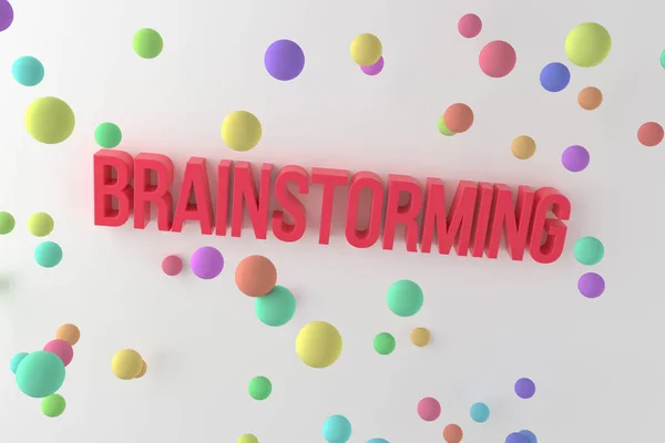 Beyin Fırtınası Kavramsal Renkli Render Kelimeler Cgi Tipografi Grafik Tasarım — Stok fotoğraf
