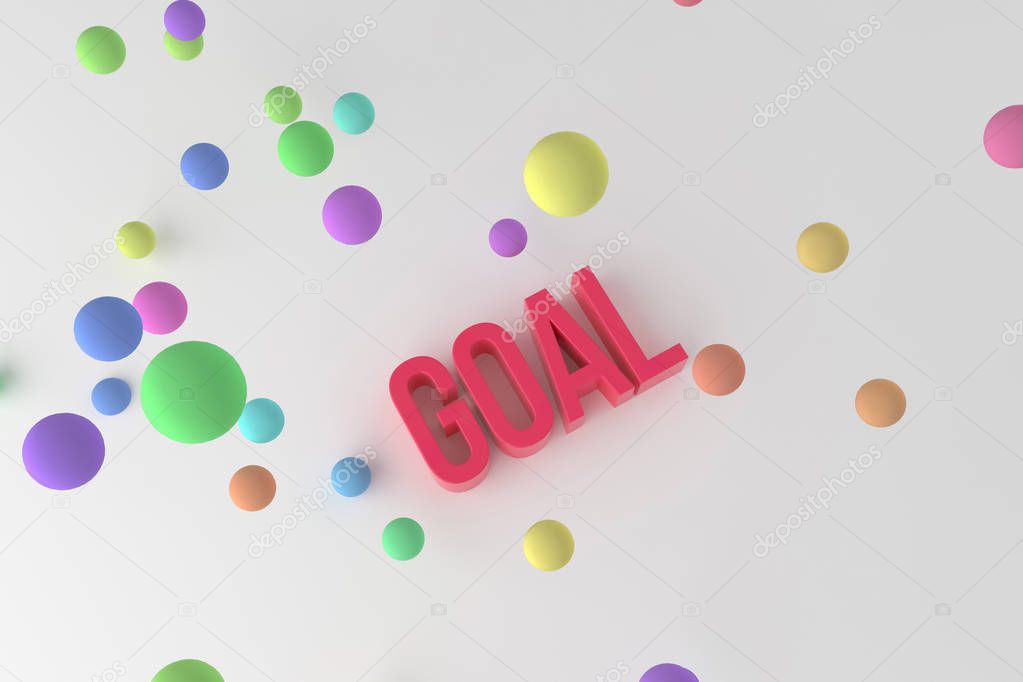 Goal, business conceptual colorful 3D rendered words. Good for web page, wallpaper, graphic design, catalog, texture or background.