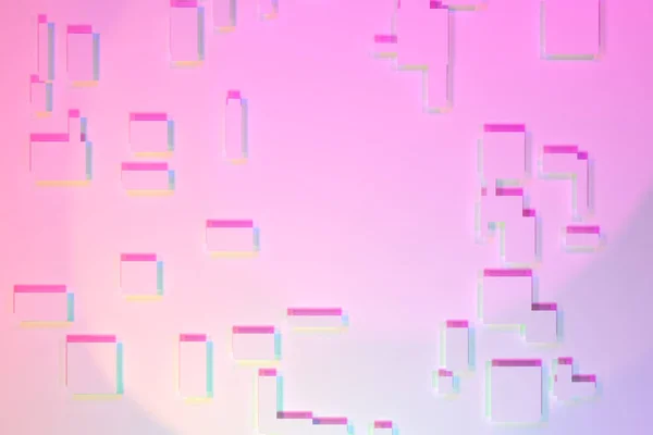 Kleurrijk Rendering Abstracte Rechthoek Vierkant Vlakte Met Zachte Schaduw Voor — Stockfoto