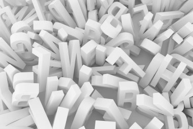 Dekoratif, illüstrasyonlar CGI tipografi, mektup ABC, alfabe. İyi tasarım doku, arka plan için. Gri veya siyah ve beyaz B&W 3d render. Zemin, desen, model oluşturma ve karışıklık.
