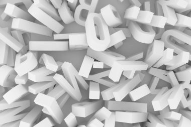 Alfabe Abc mektubu. Web sayfası, duvar kağıdı, grafik tasarım, katalog, doku veya arka plan için iyi. Gri veya siyah ve beyaz B&W 3d render. Öğrenmek, rasgele, kavram ve sanat.